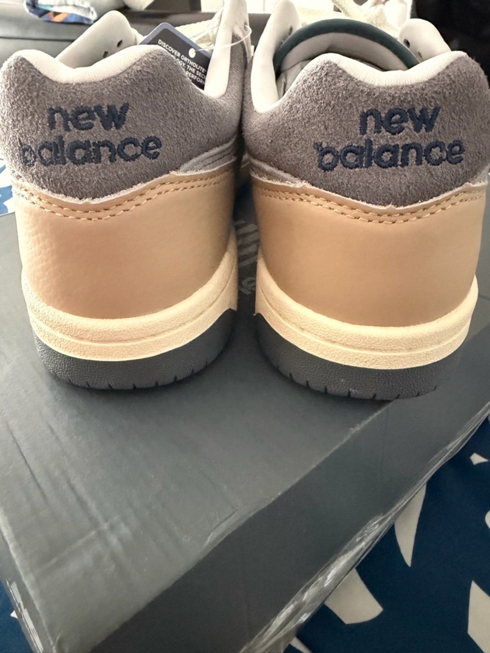 New Balance Men’s Gray, Tan & Navy Low-Top Sneakers - Picture 3 of 5